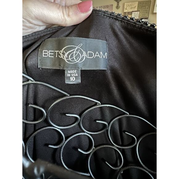 Cold Shoulder Rhinestone Dolman Black Betsy & Adam Cocktail Party Dress Size10 - Picture 11 of 16